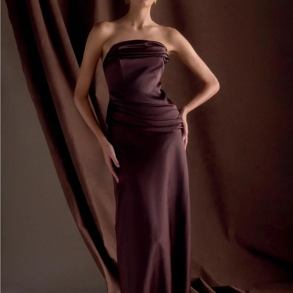 Meshki Chocolate Jasmine Strapless Gown - Picture 9 of 16